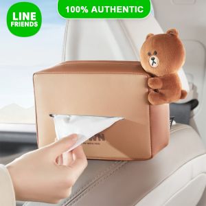 100% Authentic Line Friends Car Tissue Box PU Leather Multifunctional Strap Fixed Storage Box for Car LFB203