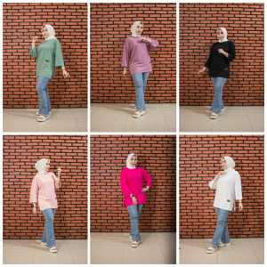 Atasan Oversize Wanita Polos FST T-Shirt Top Basic Bahan Katun Combet 20s Style Hijab REALPICT