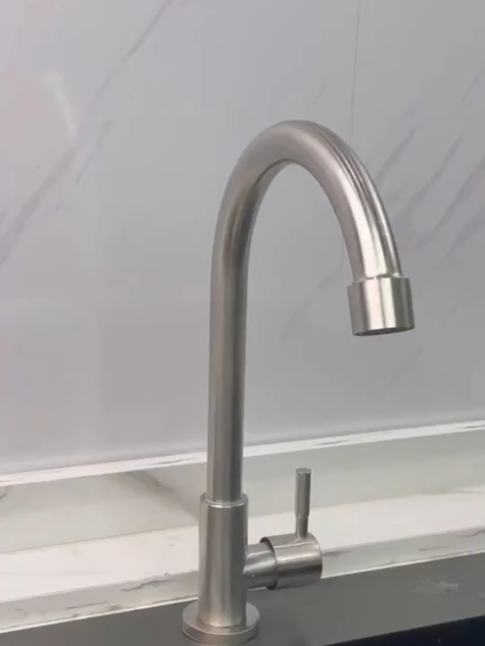 SUS 304 Stainless Steel Kitchen Faucet 360° Rotatable Water Silver/Premium Black And Braided Tube