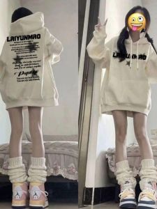 Retro American Letter Star Print Hoodie Womens Spring Autumn New Loose Oversize Street Style Jacket Korean Version Long Sleeve