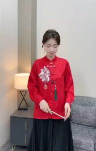 CNY Cheongsam Shirt Blouse Atasan Premium Wanita TM 0294