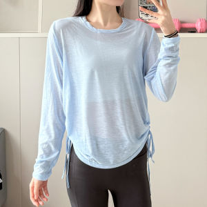 เสื้อกั๊กสปอร์ตแขนยาวทรงหลวมสำหรับวิ่ง แห้งเร็ว ระบายอากาศได้ดี ทรงยืดหยุ่นสูง สำหรับผู้หญิง ชุดโยคะ ฟิตเนส ฤดูร้อน