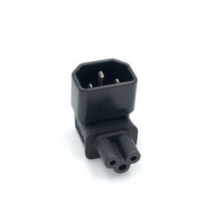 Bộ Chuyển Đổi 3 Cực IEC 90 Độ Đầu Nối IEC Đực C14 Sang IEC Cái C5 Góc Nghiêng Hướng Lên Có Bảo Vệ Quá Tải