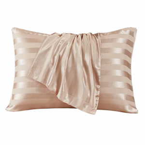 Pyramid Smooth Soft Satin Silk Pillowcase 18X28inch Striped Design Silky Pillow Case Cover for Sleeping