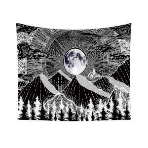 VIKAMA Đen Trắng Mặt Trời Mặt Trăng Nữ Thần Tarot Bohemian Tấm Thảm Trang Trí Treo Tường Nữ Thần Bí Ẩn Chủ Đề Phòng Khách Phòng Ngủ Treo