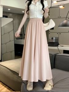 Pink Loose Drapey Wide Leg Pants Women Summer New Small Size A-Line Casual Thin Pants Long Skirt INS Korean Style Commute