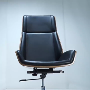 เก้าอี้สำนักงานดีไซน์วินเทจยุคเก่าแบบมีหลักสรีรศาสตร์ โครงไม้แข็งแรงพร้อมฟังก์ชันปรับระดับ เก้าอี้โต๊ะหมุนได้ 360 องศาสำหรับใช้ในบ้านและสำนักงาน ปกป้องเอว หนัง PU สะดวกสบาย เก้าอี้ประชุมนั่งสบาย เก้าอี้