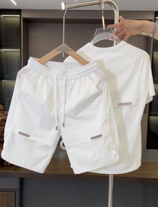 กางเกงขาสั้นผ้าไหมน้ำแข็งสำหรับผู้ชาย ทรงหลวม ระบายอากาศได้ดี แห้งเร็ว ทรงลำลอง สำหรับฤดูร้อน ทรงเข้ารูป ทรงลำลอง