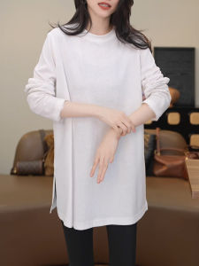 QINGNAER | Lazy Style White Long Sleeve Round Neck Loose Big Size Slim Fitting Versatile Hoodie