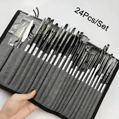 24pcs Mixed Art Brush Set OR Empty Painting Bag with Palette Knife and Painting Bag for Acrylic Watercolor Oil Painting & Art
