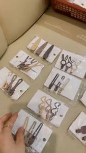 Jepit Rambut Klip Korea Vintage 3 in 1 Hairclip Wanita Korean cute Jepitan Lucu Karakter Earth Tone Set Jepit Rambut Poni ptt