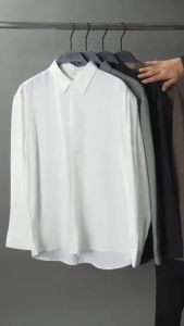 Áo sơ mi nam lụa dài tay giấu cúc SM1 Micado chất đẹp không nhăn dễ phối đồ phong cách trẻ trung