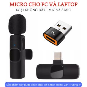 Micro không dây cho máy tính PC Laptop cổng usb A cắm vào là sử dụng không cần cài driver