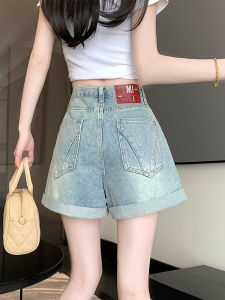 กางเกงขาสั้นผ้ายีนส์เอวสูงทรงหลวมสไตล์ย้อนยุคสำหรับผู้หญิง กางเกงขาสั้นทรงเอหลวมๆ สำหรับฤดูร้อน ทรงหลวมๆ ทรงหลวมๆ ทรงหลวมๆ