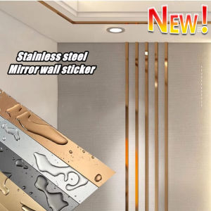 New 1 Roll Gold Wall Sticker Stainless Steel Flat Decorative Lines Titanium Mirror Wall Ceiling Edge Strip Living Room Decor