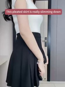 Fashion short skirt korean style A-line Skirt Short Skirt Pleated Skirts For Women High Waist School Skirt Anti-exposure