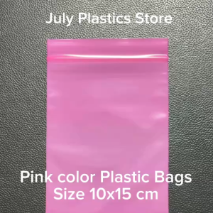 ถุงซิปชมพู Pink ขนาด 10x15 ซม. (แพค 100 ใบ) ถุงพลาสติกใส่ครื่องประดับ ถุงซิปใส่ของสมุนไพร กันชื้นกันฝุ่น โดย July Plastics