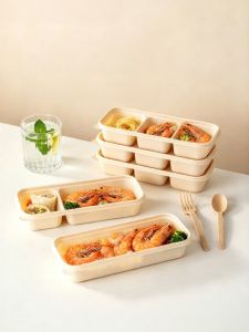 onlycook | Eco-degradable Disposable Compartmentalized Meal Box