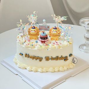 Mini Lion Cake Decoration Soft Silicone Birthday Decorations Childrens Party Accessories Lion Ornaments Festive Supplies