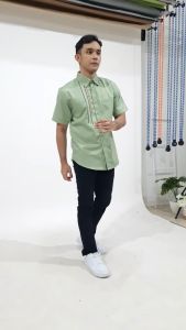 Kemeja Pria Dewasa Bordir Lengan Pendek Katun Toyobo