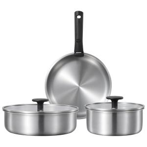 CAROTE | Detachable Handle Non-coating Frying and Steaming Pot Set