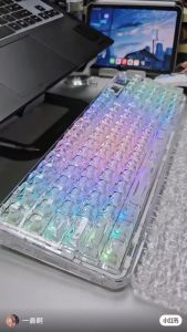 Aula NB98 Transparent Gaming Keyboard Wireless Buletooth 3 Mode Hot-Swap RGB Gasket Display Screen