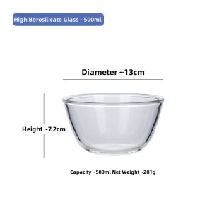 Thick Transparent Borosilicate Glass Bowl Heat Resistant