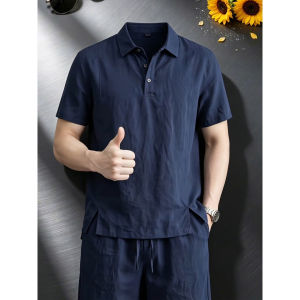 CHENMU | Vintage Style Linen Polo Shirt Light Breathable Ramie Cotton