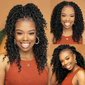 other | Goddess Locs Crochet Hair 10-22 Inch Faux Locs Crochet Hair Black Women PreLooped Boho Locs Synthetic River Locs with Curly Ends