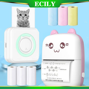 ECILY Mini Thermal Label Printer Smart Pocket Portable Photo Printer For Phone Wireless Bluetooth Adhesive Miniprint W/ Printing Paper