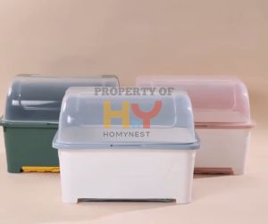 HOMYNEST Rak Piring Tertutup Tirisan Pengering Alat Makan Anti Jamur Berkualitas