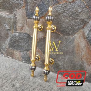 Handle Pintu Rumah Kuningan Antik Motif Blewah 45 cm 2 pcs