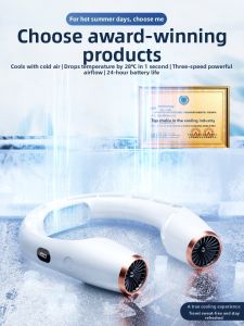 Portable Neck Hanging Fan 2023 New Model Cooling Mini Fan Leafless Neck Air Conditioner USB Powered Pure Color for Everyone