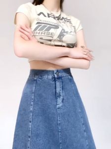 PLUS SIZE long skirt denim skirt for women blue high waist A-line fishtail bigsize office maong hot NEW 2024