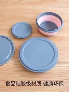 3 Pieces Silicone Folding Bowls with Lid Foldable Lunch Box Portable Salad Bowl Sets