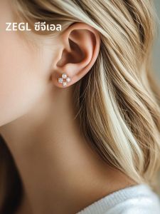 ต่างหูเงิน 925 สำหรับผู้หญิง รุ่น ZEGL Egg Series เครื่องประดับหูพร้อมลูกปัดเทียมระดับไฮเอนด์ ทรงเรขาคณิต สำหรับใส่ในรูต่างหู