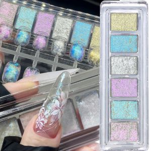 Ardour 6Colors Shine Bling Solid Chrome Nail Powder Auroras Pigment Opal Flakes Paste On Manicure Decoration