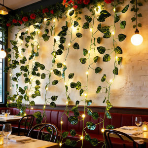 Watermelon Leaf Outdoor Artificial LED String Lights Battery Holiday Fairy Light Wedding Birthday Party Garden Room Decoration