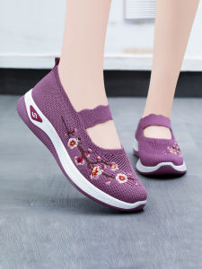 Beijing Ladies Low Cut ลำลอง รองเท้า 2024 ใหม่ ฤดูร้อน สไตล์ Quick On Off Mom รองเท้าผ้าใบสบาย ระบายอากาศได้ดี รองเท้าผ้าใบ