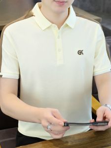 HENGYUANXIANG | เสื้อยืดคอโปโลแขนสั้นผ้าไหมน้ำแข็งสำหรับผู้ชาย ทรงหลวมสบาย ๆ สำหรับฤดูร้อน เสื้อผ้าทำงาน สวมใส่สบาย ระบายอากาศได้ดี