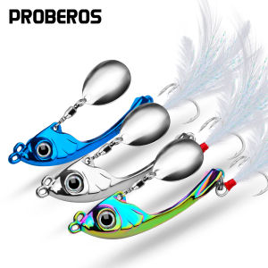 PROBEROS Spinner Bait 9g 13g 17g Long-casting Metal VIB Fishing Lure 3D Eye Rotating Spoon Wobbler Sinking Hard Bait with Sequin