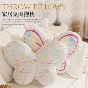 Pink Butterfly Pillow Cute Nap Pillow Office Sofa Decor Super Soft Short Plush Filling Pearl Cotton Filled Home Decorative Cushion