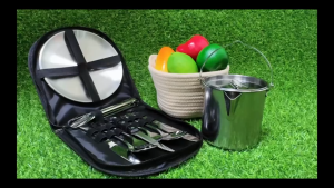10PCS Camping Tableware Set - Stainless Steel Knife/Fork/Spoon/Plate Durable for Camping Picnic Camp Kitchen & BBQ