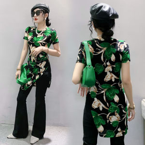 Yimei Áo Thun Nữ xinh đẹp tay ngắn cổ tròn mùa hè 2023 cho nữ áo ôm vừa dáng ôm chiều dài trung bình đẹp cho nữ