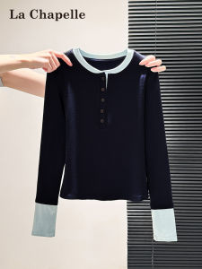 La Chapelle | Color Blocking Slim Fit Faux Two-Piece Long Sleeve T-Shirt Womens Shirt