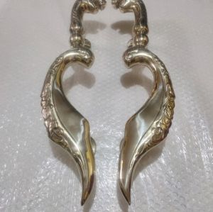 Handle Pintu Rumah Kuningan Antik Motif Kujang Ukir 47 cm 2 pcs