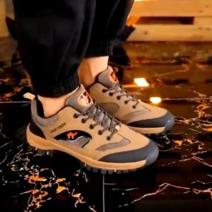 รองเท้าผ้าใบปีนเขาผู้ชาย น้ำหนักเบา ระบายอากาศ สบาย รองเท้าผ้าใบดูดซับแรงกระแทก ป้องกันข้อเท้า