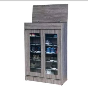 Rak sepatu rak susun kaca pintu geser sliding modern