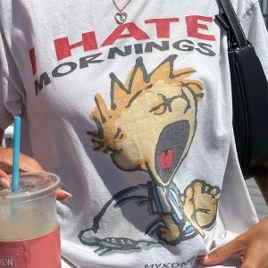 Summer Fashion Oversized Streetwear Tops 90s Retro Cartoon Graphic Tees Hippie Funny T Shirt Women Y2k Grunge Aesthetic Clothes