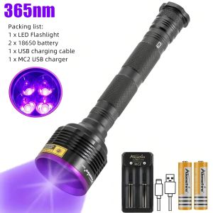 Alonefire | 4x20W Đèn Pin LED Công Suất Cao UV 365/395NM Đèn Đen Cho Tiền Trang Sức Ngọc Thú Cưng Vết Bẩn Bọ Cạp Giết Đèn Pin Huỳnh Quang Nhôm
